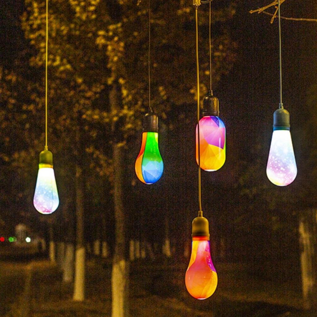 Colorful LED Tree Pendant Light - Glazed Wishing Bottle for Outdoor Festival and Street Decoration