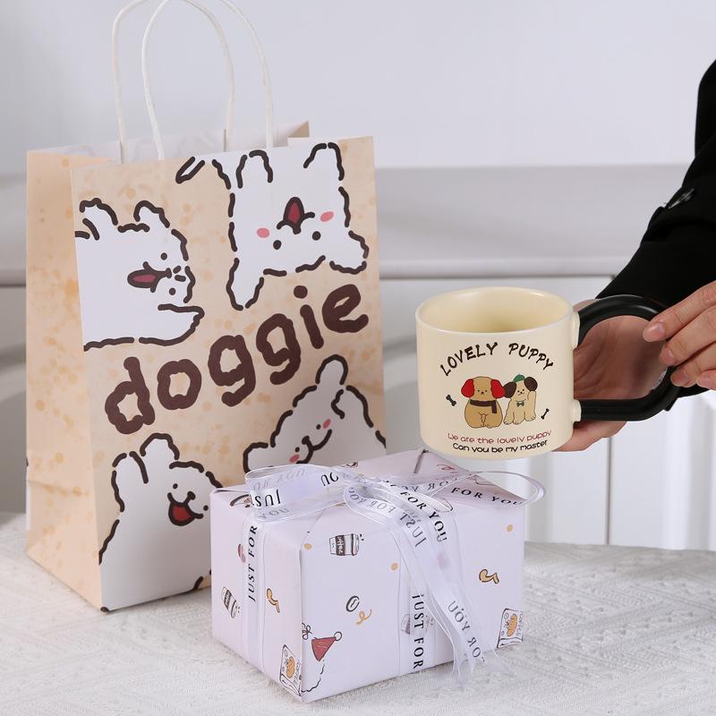 Ceramic Mug Wide Handle Couple Coffee Cup Cute Animal Opening Event Gift Breakfast Cup