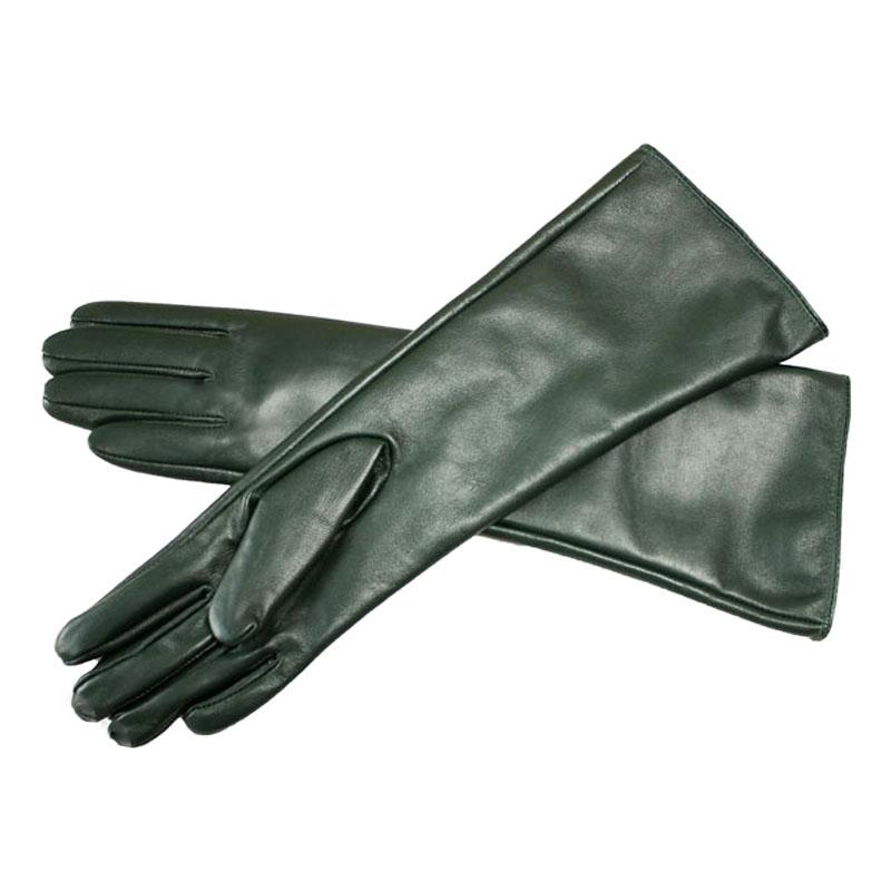 38 CM Long Sheepskin Gloves Women's Fashion Color Leather Finger Gloves With Velvet Lining to Keep Warm in Autumn and Winter