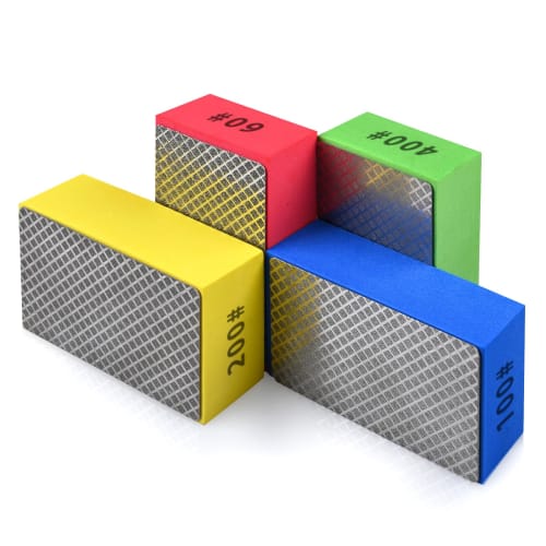 Egofix Diamond Hand Polishing Pads (4 Pieces) for Ceramic Tile and Glass Grinding, Sanding Blocks, 60#, 100#, 200#, and 400#