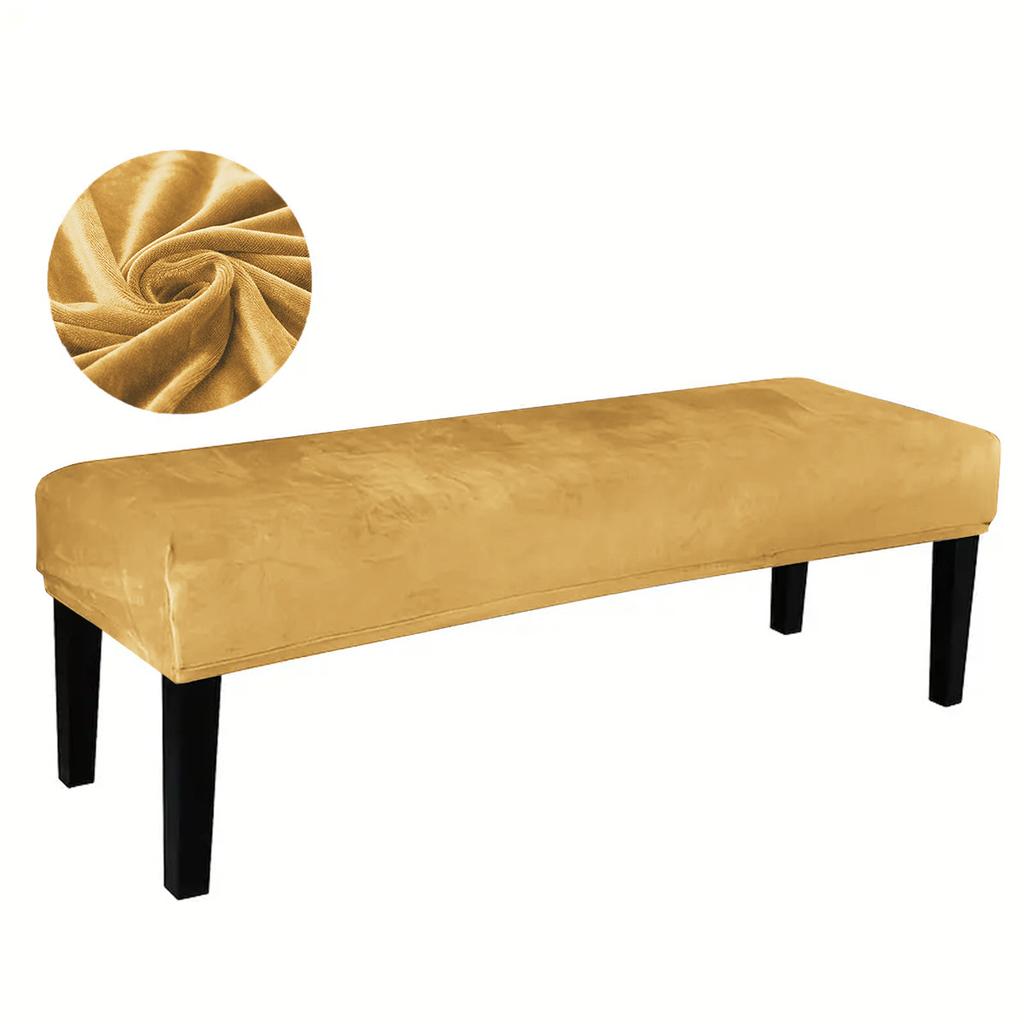 Silver Fox Fleece Bench Cover Elastic All-Inclusive Stool Cover Dust-proof, Bench Chair Cover Piano Seat Cover