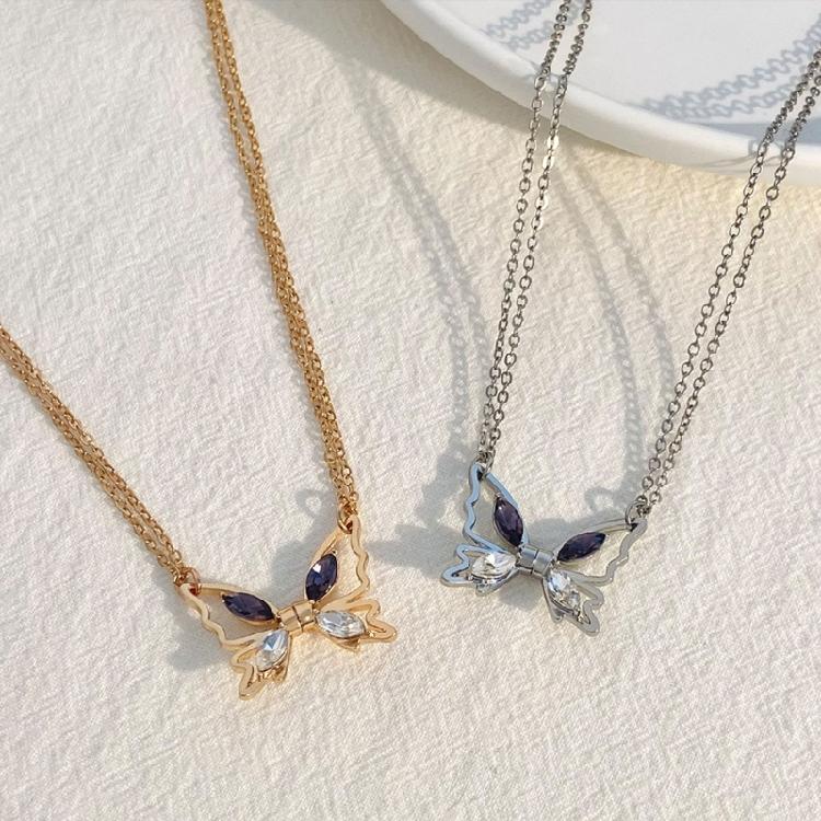 Butterfly-shape Collarbone Chain Zircon Magnetic Matching Couple Necklaces