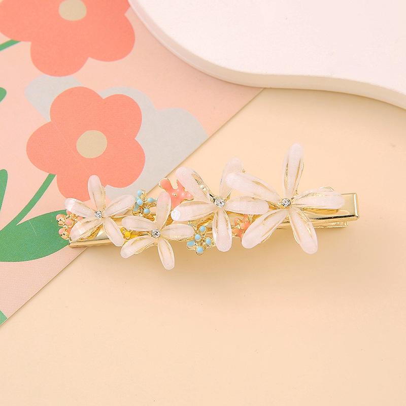 Y2K Colorful Flower Hair Clip For Women Exquisite Sweet Side Bangs Clip Trendy Casual Hair Accessories