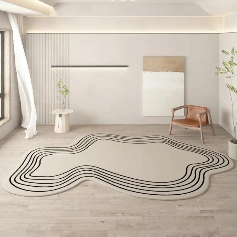 Japanese Style Imitation Cashmere Carpet for Living Room, Bedroom & Tatami - Large Irregular Shape, Simple Design