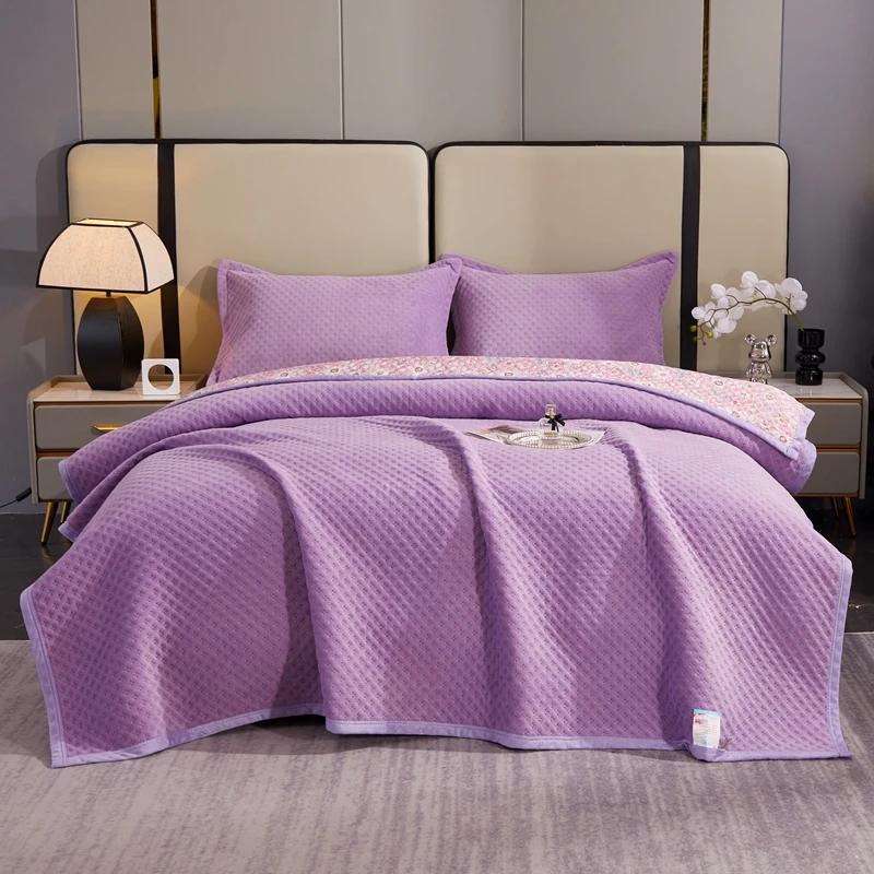 3pcs Set Winter Thick Velvet Bedspread Super Soft Flannel Quilting Bed Cover Non-slip Breathable Bedsheet with 2pcs pillowcase