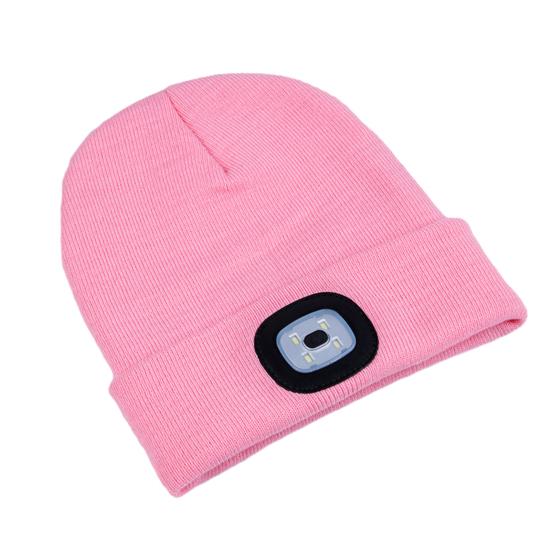 Women Men Illuminated Hat USB Charging LED Beanie Hat Headlamp Knitting Hat Unisex Winter Knit Beanie with 4 LEDs Light