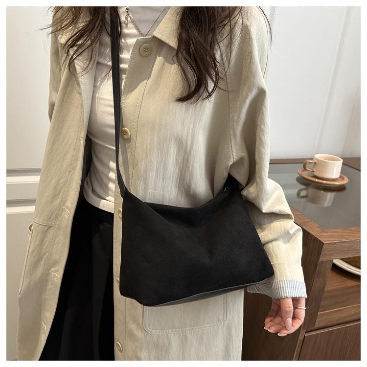 Faux Suede Lazy Tote Bag for Women Trendy Soft Shoulder Crossbody Purse