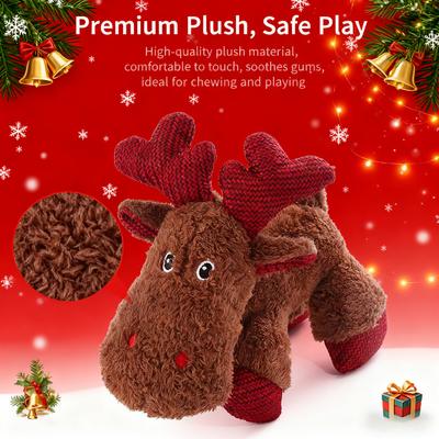Christmas Dog Squeaking Toys, Christmas Interactive Plush Dog Toys, Rich Dog Chewing Toys, Cat and Dog Toys - Deer