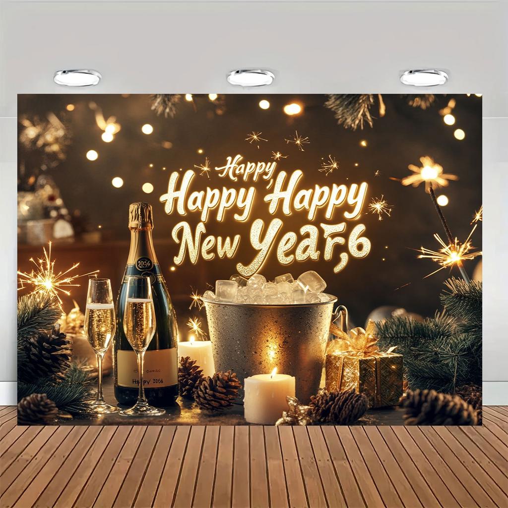 1 piece 2026 Happy New Year background cloth, suitable for birthday, anniversary, Christmas and Thanksgiving party supplies