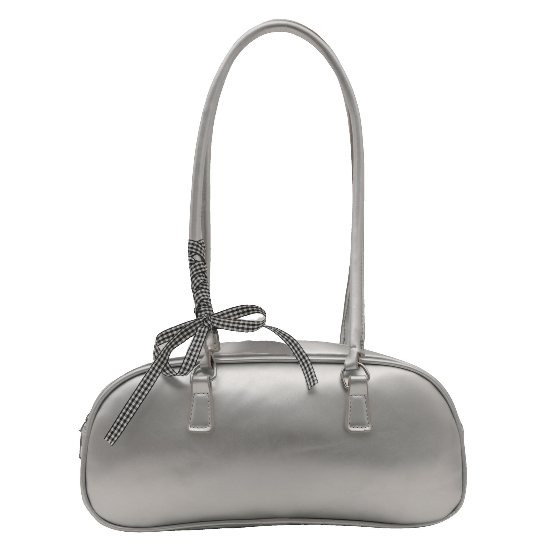 

Корейська версія модної жіночої сумки з бантом 2024 року з новим нішевим дизайном сумка під пахвами сумка-подушка великої місткості срібний