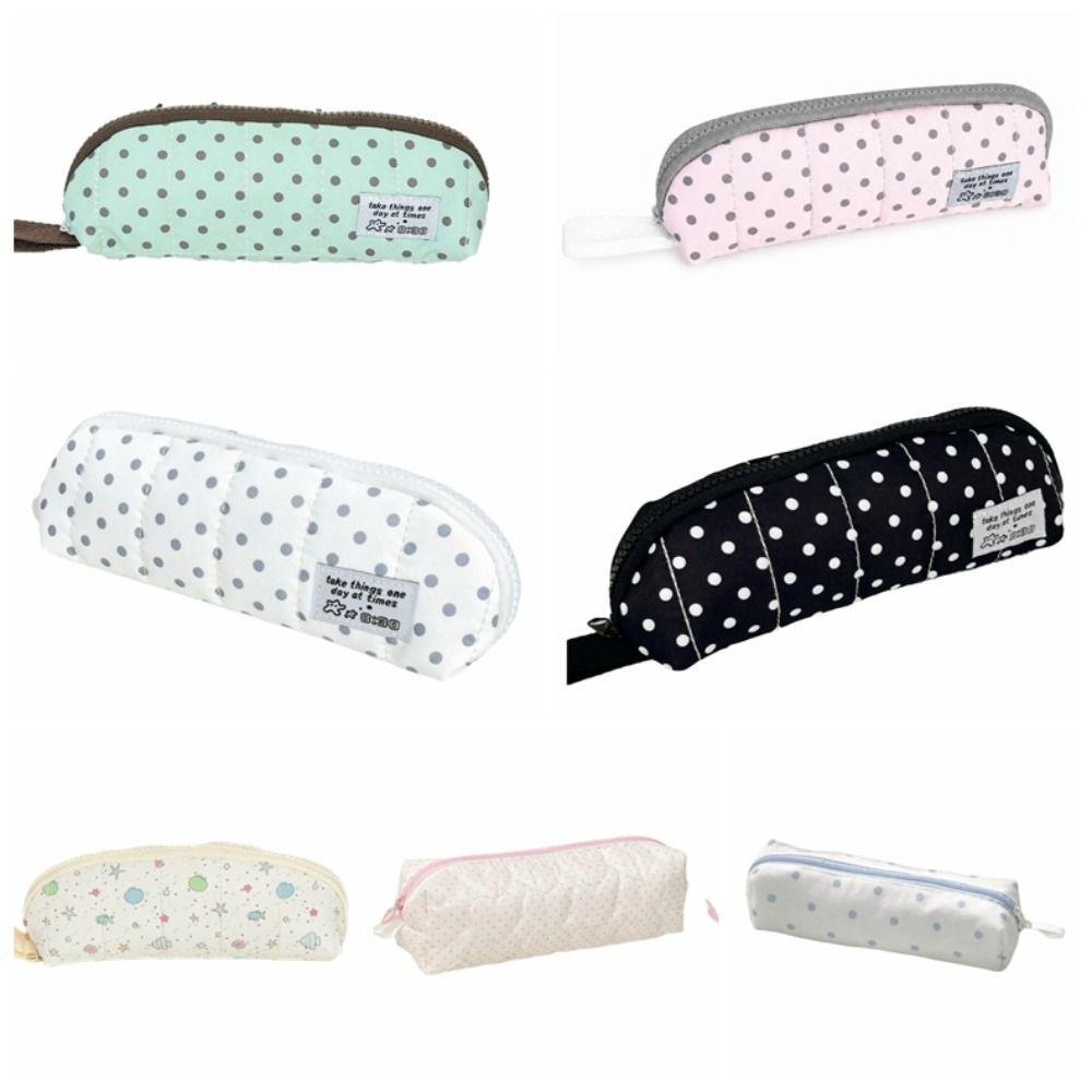Y2k Pen Bag Cloth Pencil Pouch Makeup Cosmetic Storage Polka Dot Pencil Case  Kids Children