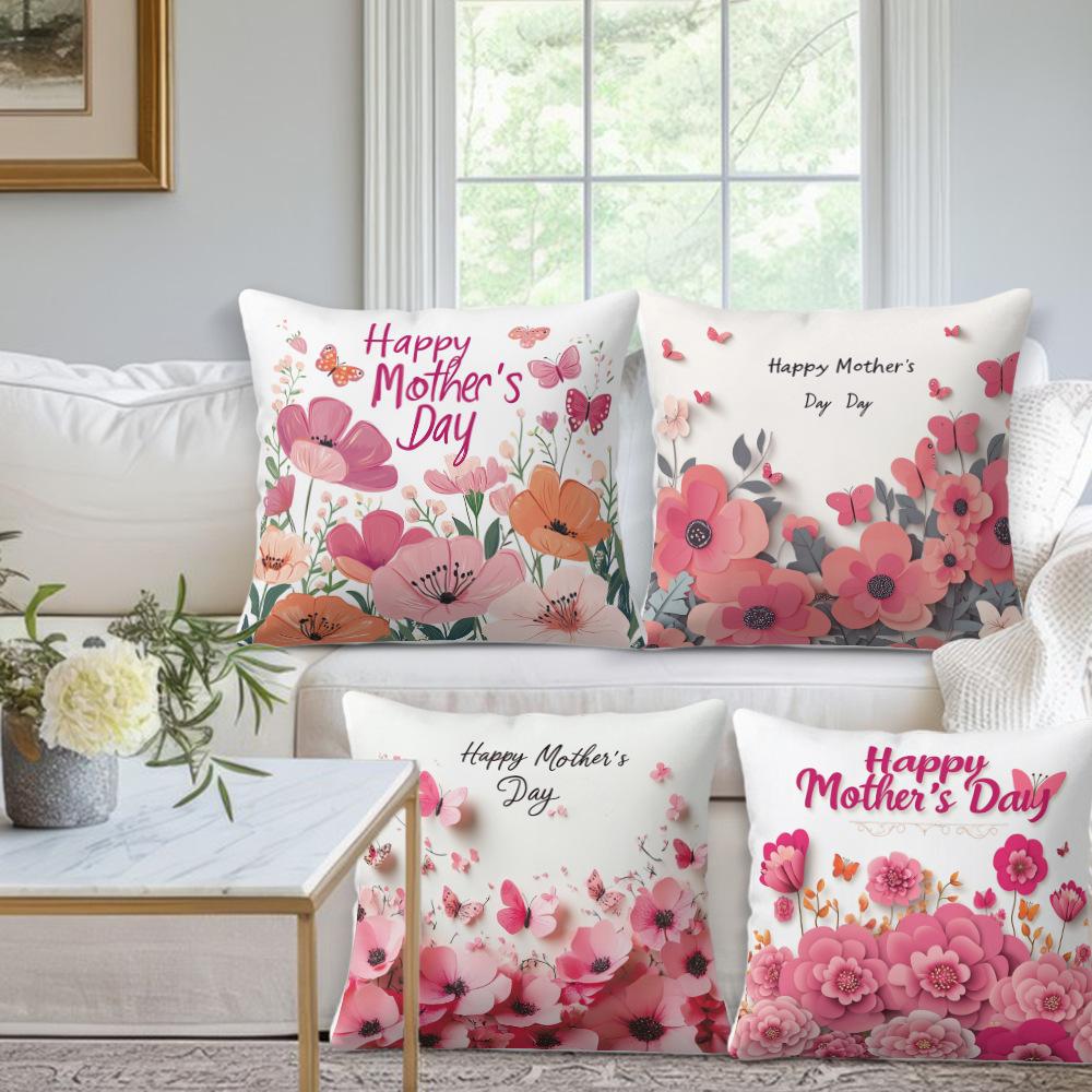 New Spring and Summer Plant Flower Printed Pillow Covers Linen Printed Home Living Room Sofa Supplies Backrest