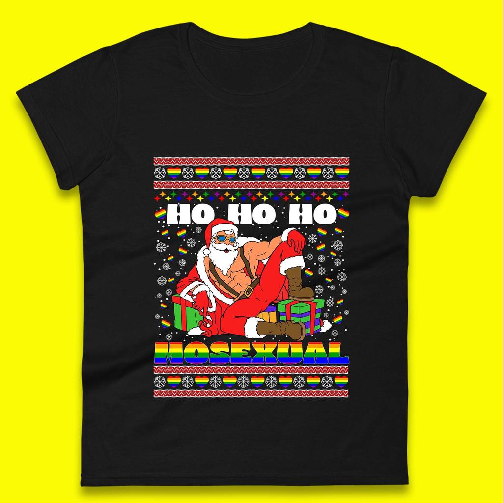 Ho Ho Ho Homosexual Christmas Womens T-Shirt Mens Tops Tees Unisex