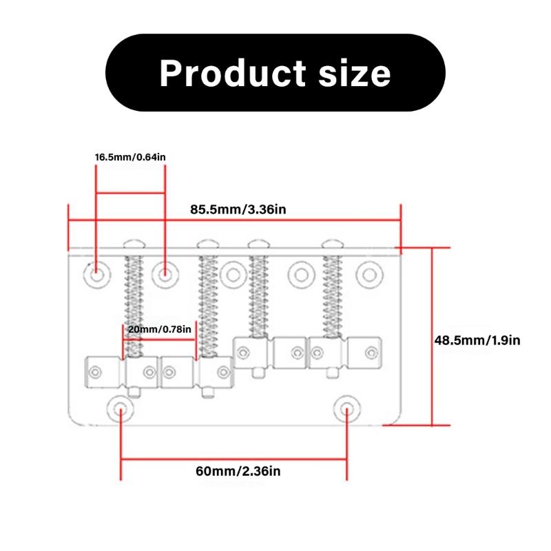 4-saitige feste Brücke Elektrische Bassbrücke Verstellbare Saiten-Bassbrücke Bass-Hardware Metalltextur für Elektrischen Bass