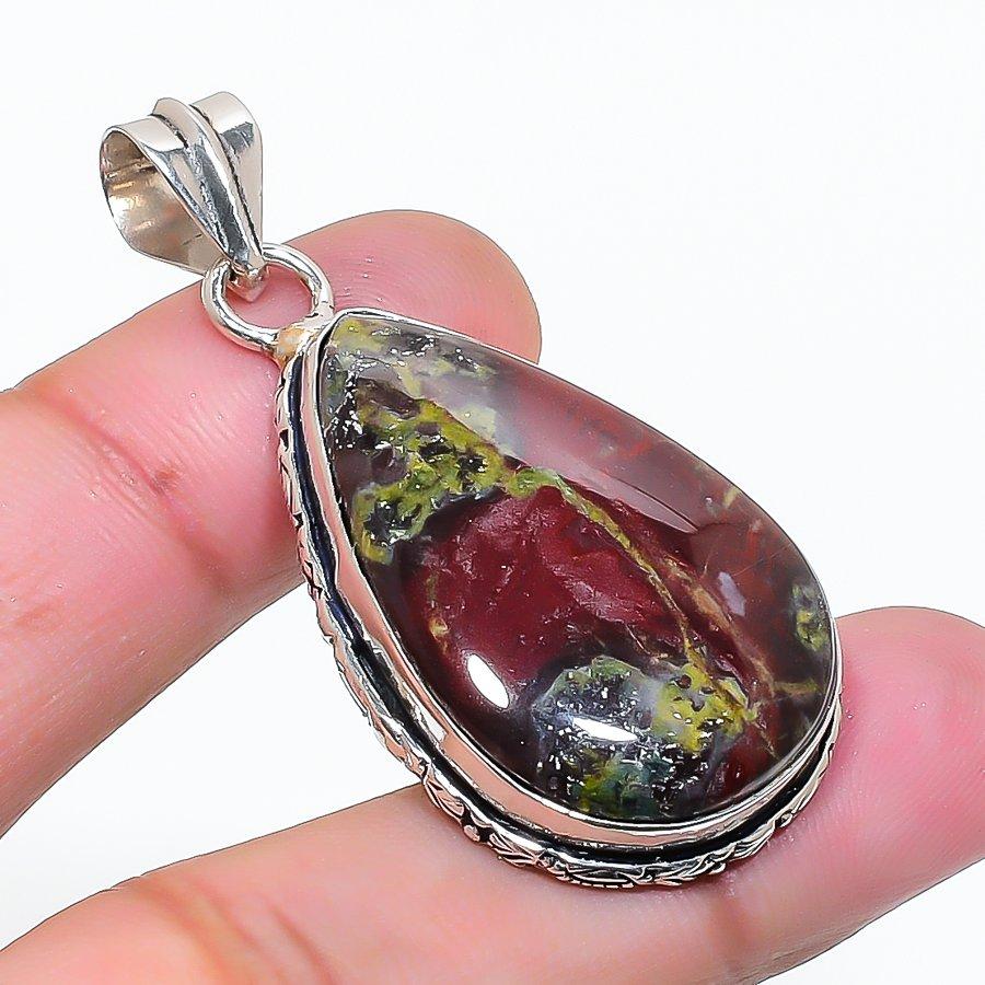 Natural Dragon Blood Gemstone Handmade 925 Sterling Silver Pendant 1.89 AP-15132