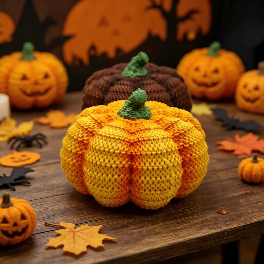 Set of 2 Halloween Pumpkin Decorations Festive Holiday Tabletop Ornaments Home Seasonal Display