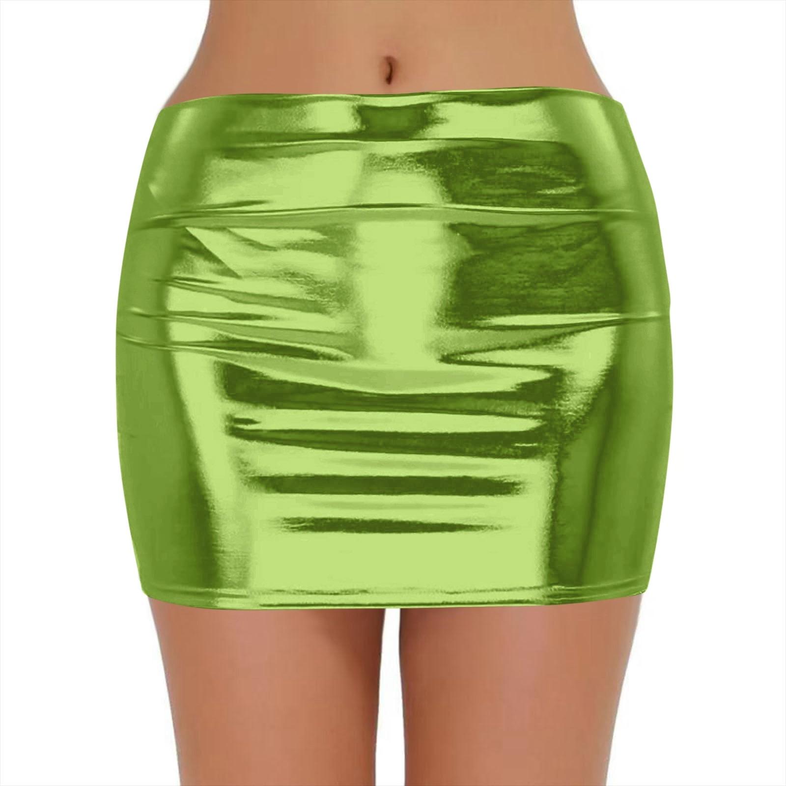 

Женская модная однотонная блестящая эластичная облегающая юбка, сексуальная юбка-карандаш с высокой талией для вечеринок и клубов L