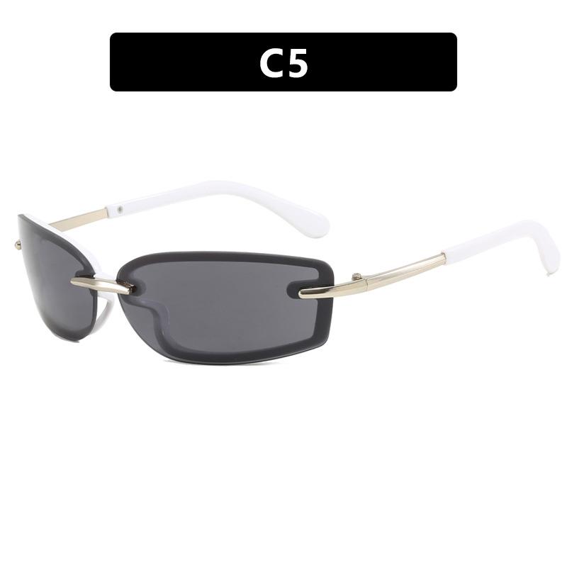 Rimless Y2K Style Sunglasses Rectangle Fashion Popular Women Men Shades Square Sun Glasses for Female Male Oculos Metal Frame