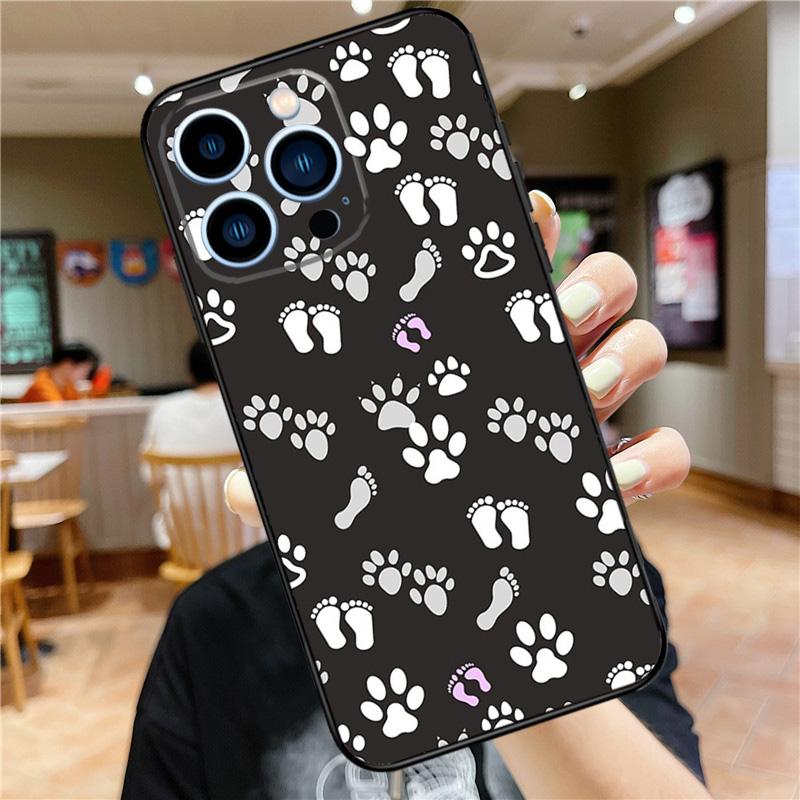 Dog foot print Paw Colorful Pattern Case For iPhone 17 16 15 14 13 12 11 Pro Max Mini Plus 16e 17 Air Bumper Cover Accessories