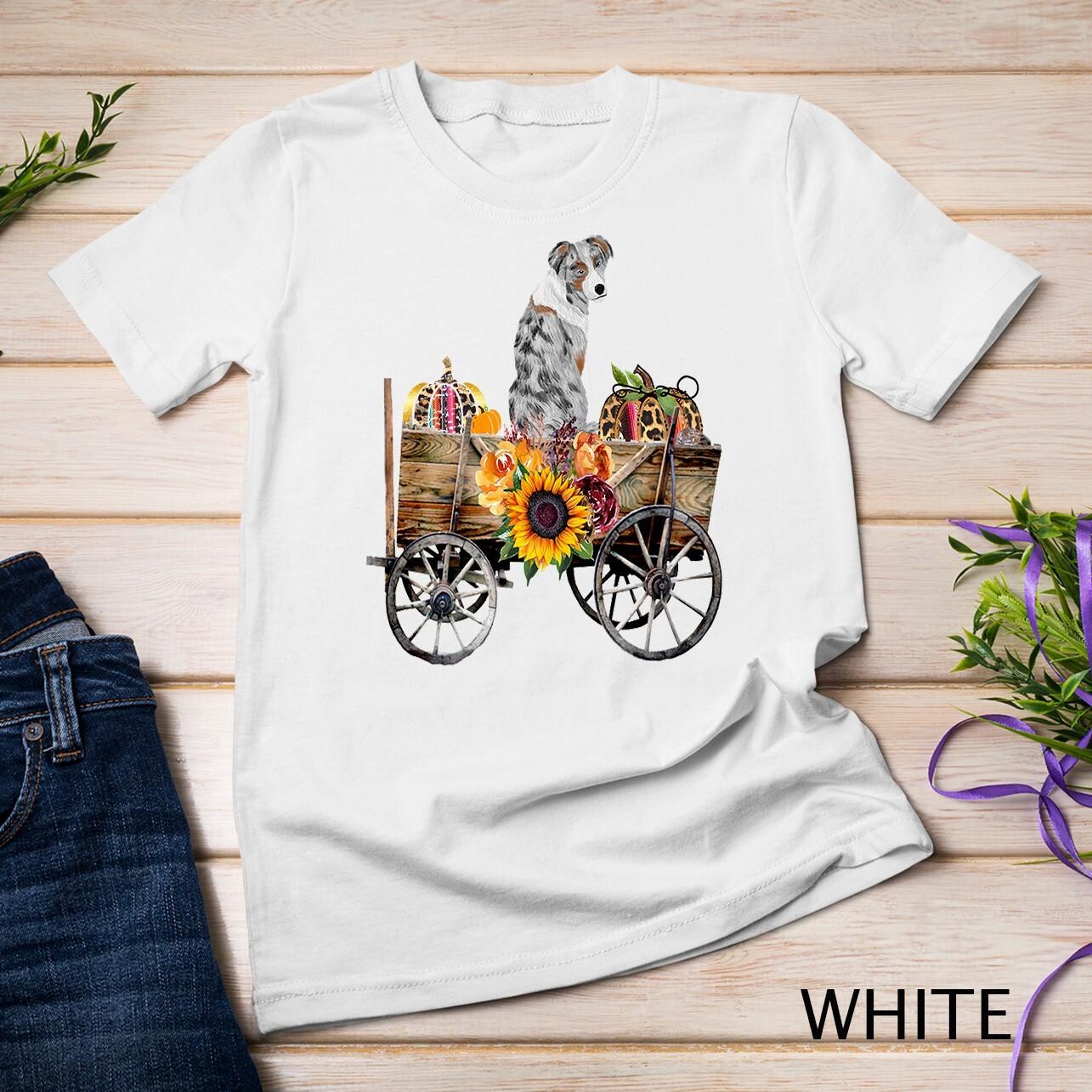 Blue Merle Australian Shepherd Dog Gift Aussie Sunflower Unisex T-Shirt Mens Womens Tees Top L