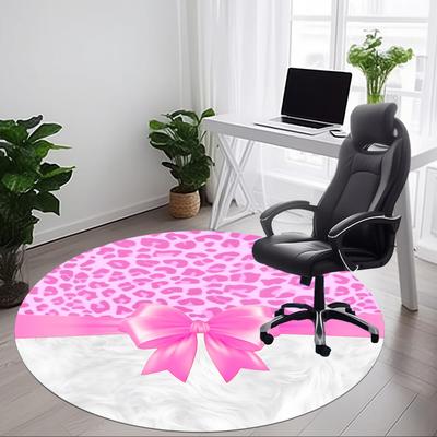 1pc Pink Leopard Bow Carpet for Office, Non-slip, Soft and Durable Office Rug, Perfect for Office Yy260128048