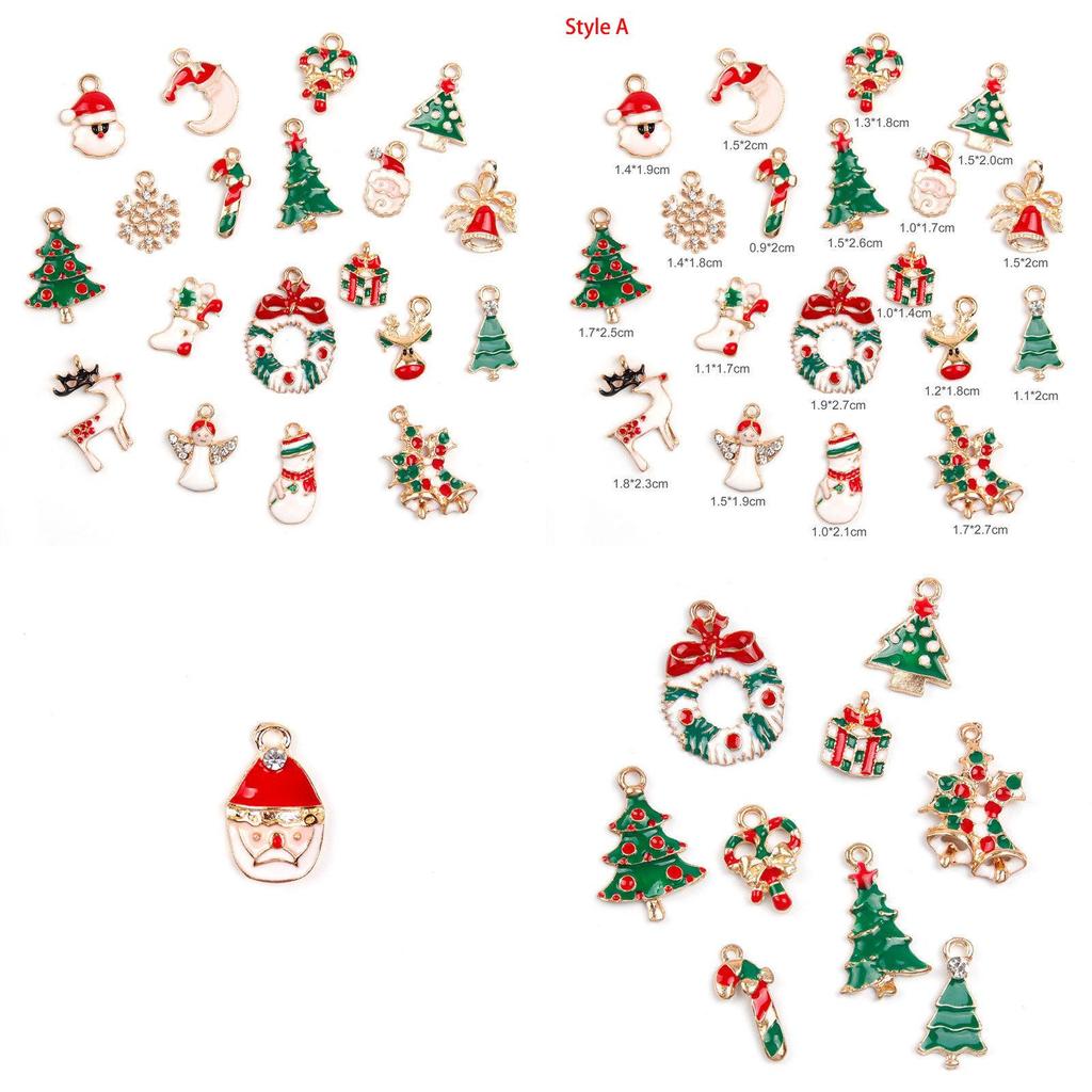 Festive 19pcs Metal Alloy Mixed Christmas Charms Set With Colorful Designs