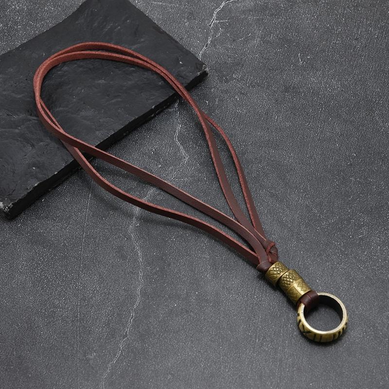 Fashionable Metal Letter Ring Leather Necklace For Women Adjustable Suede Cord Sturdy Alloy Jewelry Gift