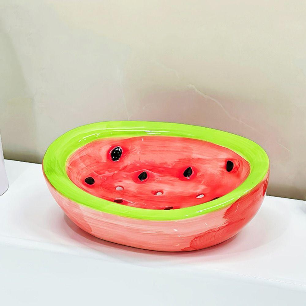 Ceramic Soap Holder Cute Watermelon Soap Dish Tray Container Carrot Soap Box  Shower