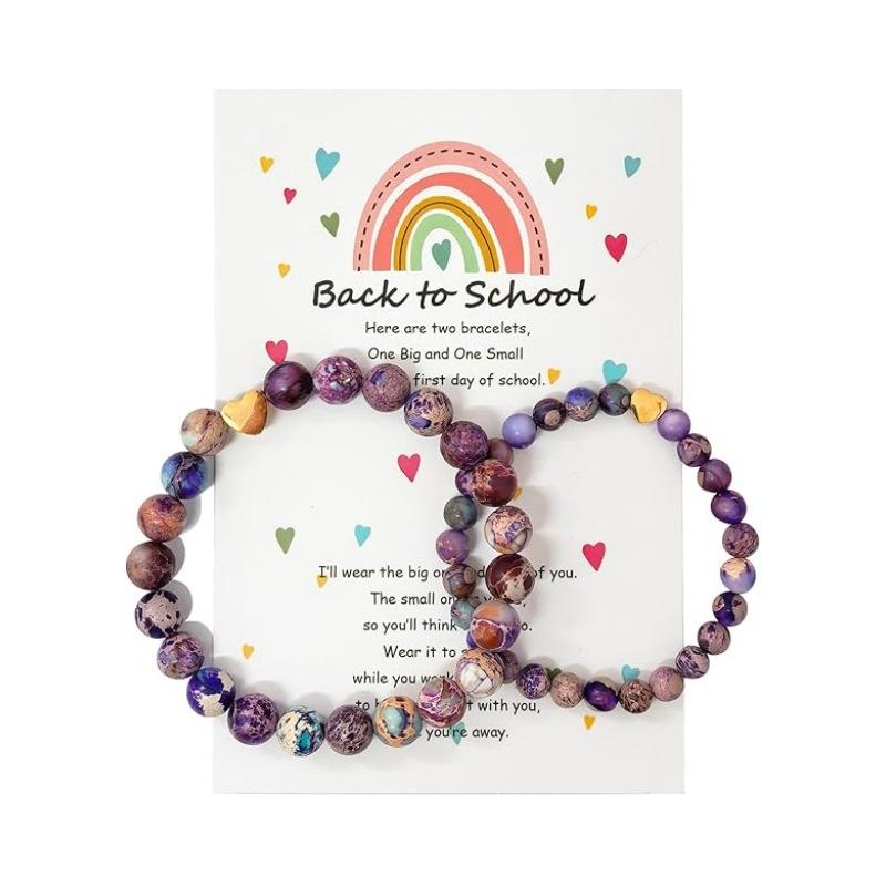 JYL TS Bracelet Parent-Child Elastic  Gold Heart Pendant Fosters Family Harmony