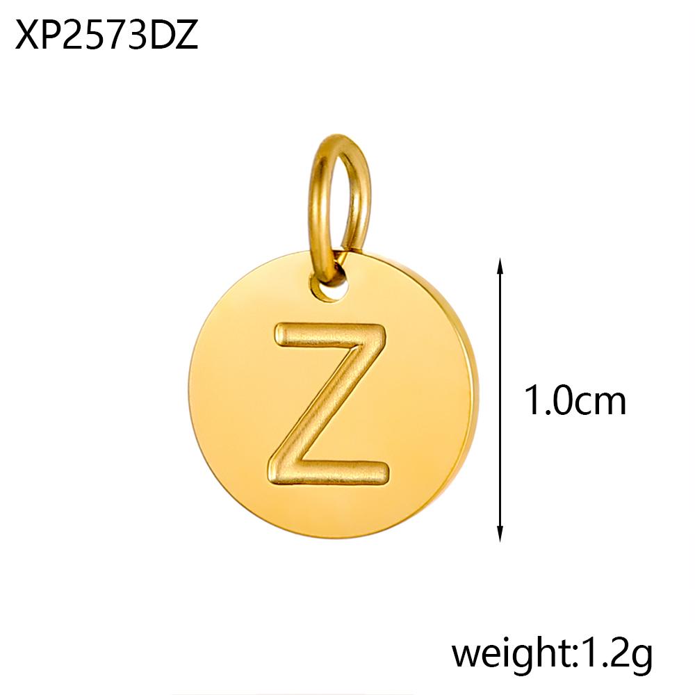 

CARLIDANA Polished 26 Letters Charms Tags Stainless Steel Gold Plated Waterproof Round Pendant Fashion Jewelry Accessories Silver