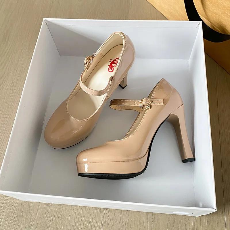 Fashion 2024 Women Baotou Round Toe Platform Heel Mary Janes Shoes Women Shallow Elegant Trend Comfortable Fashion Shoes Shoes for Women