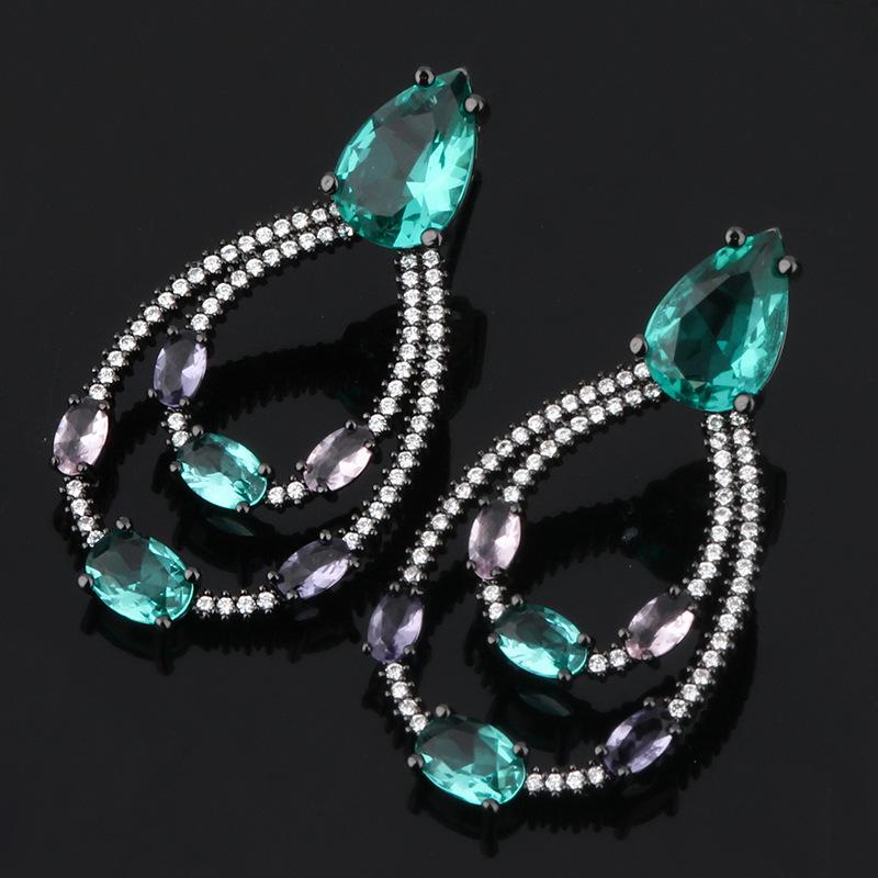 Earrings Women'S Full Diamond Droplet Earrings Sexy Color Zirconium Big Stud Earrings Valentine'S Day Gift