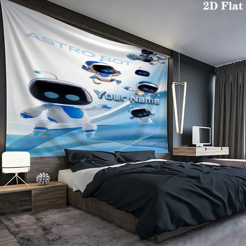 ASTRO BOT Custom Name Wall Tapestry Aesthetic Wall Hanging Printed Fabric Blanket Decorative Tapestries for Bedroom Living Room Home Decor