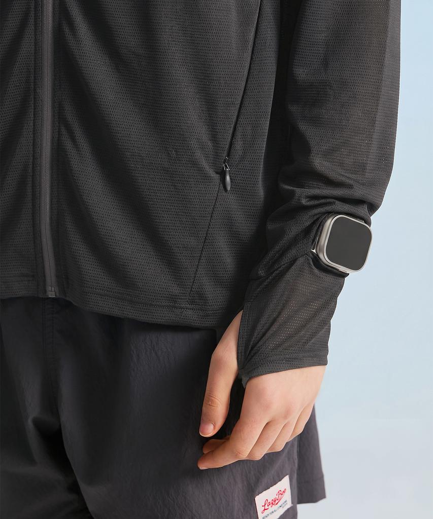 Leijibi Tech Flow Hydro Stand Neck Loose Fit Zip-Up Rash Guard M Charcoal