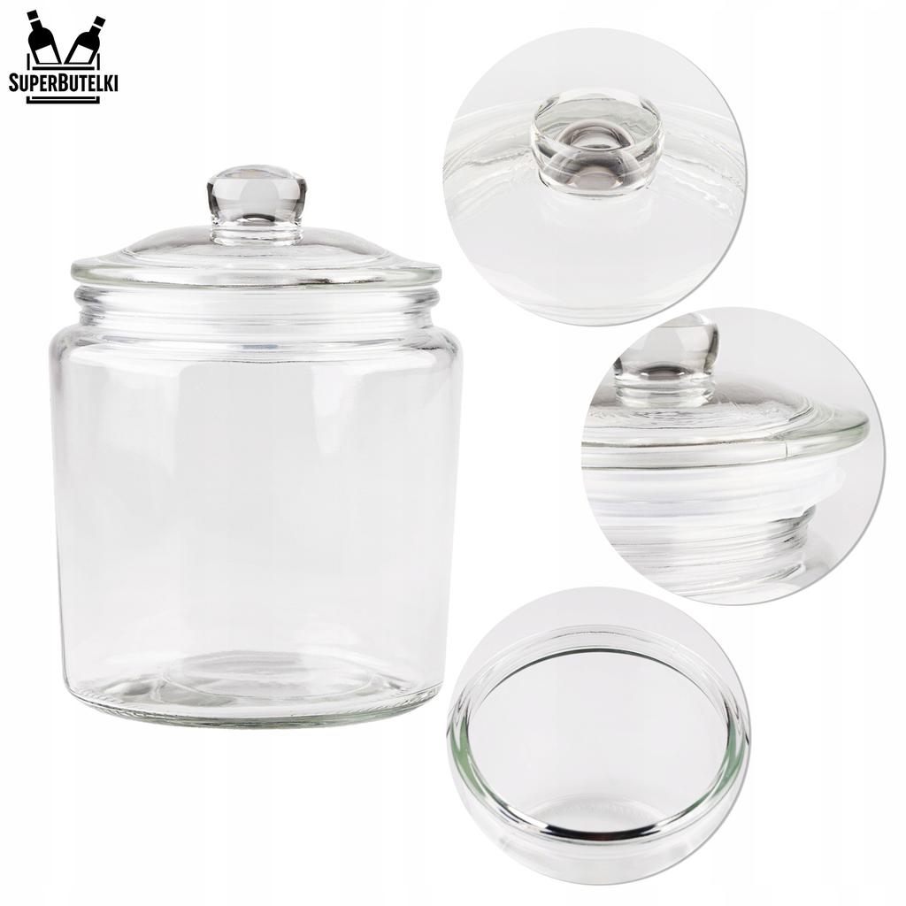 Set - 2x Glass Jar 1 L with Glass Lid