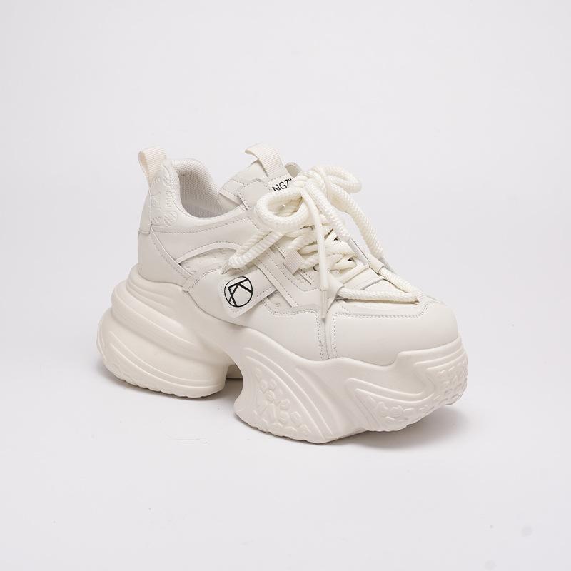 

Platform dad shoes women s leather spring 2025 new versatile sports shoes lightweight small inner height increase women s shoes 34 бежевый