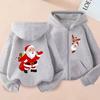 Christmas Gift Kids Printed Hooded Cardigan Fashion Boys and Girls' Shirt Spring and Autumn Casual Sports Shirt
