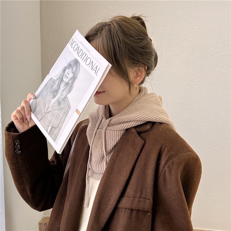 

Теплая вязаная шапка для женщин со встроенной защитой ушей и защитой от холода, для катания на открытом воздухе, модная, универсальная, трендовая шерстяная шапка one size