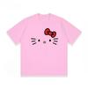 Cotton Breathable Childrens Tshirt Fashion Trend Hello Kitty Cartoon Printed Casual Parent Child Wear Unisexs and Womens Top