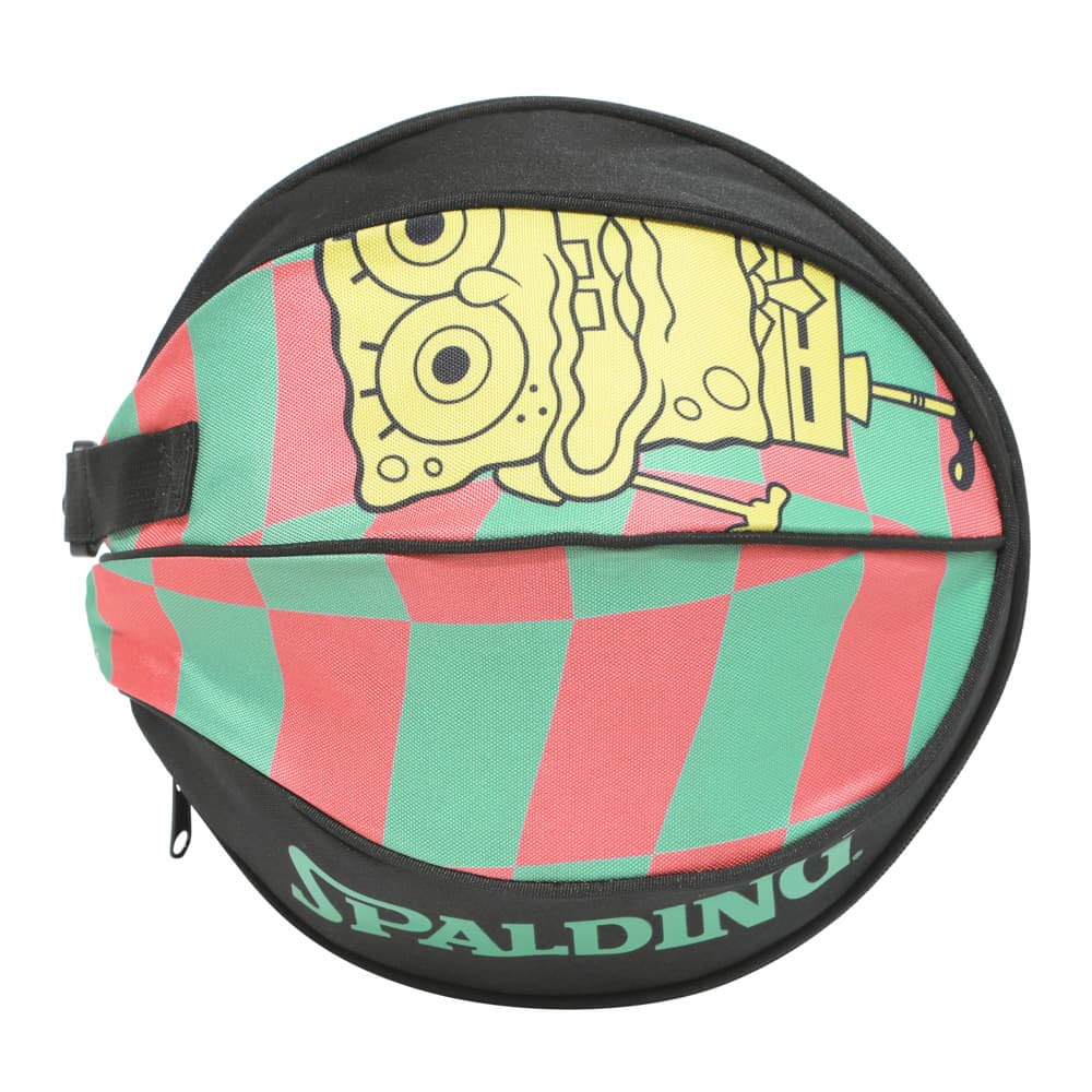 SPALDING SpongeBob SquarePants Checkered Flag Ball Bag, Pink x Mint Green, 27cm Diameter, 49-001SBC
