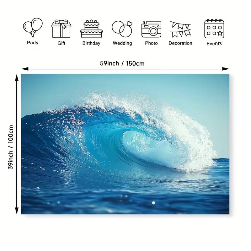 2D Surfwellen-Wandteppich, Blauer Ozean-Fasswellen-Hintergrundtuch