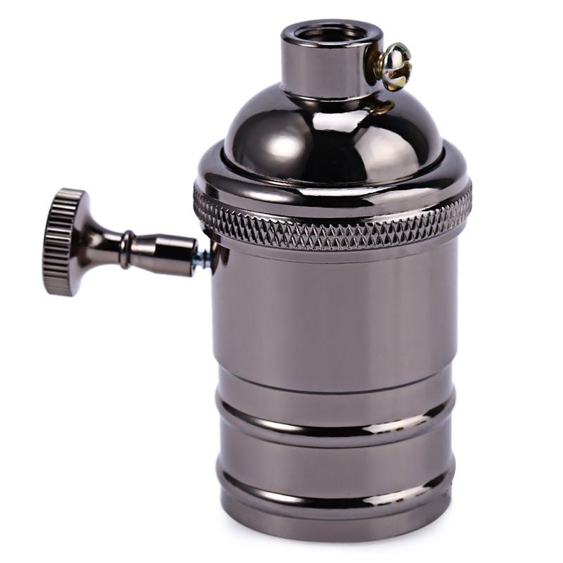 E27 Aluminum Alloy Diy Lamp Base With Switch Vintage Screw Socket Antique Lamp Holder Fixture