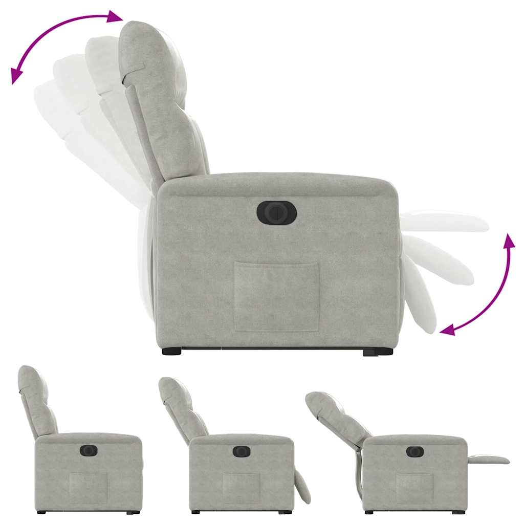 Recliner Chair with Electric Lift Assist Light Gray Microfiber Fabric