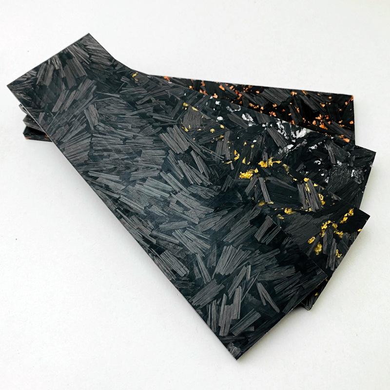 1pieces Carbon Fiber Black Marbled Material Gold Copper Foil Powder Compression Patch Plate for DIY Knife Handle Patch Material