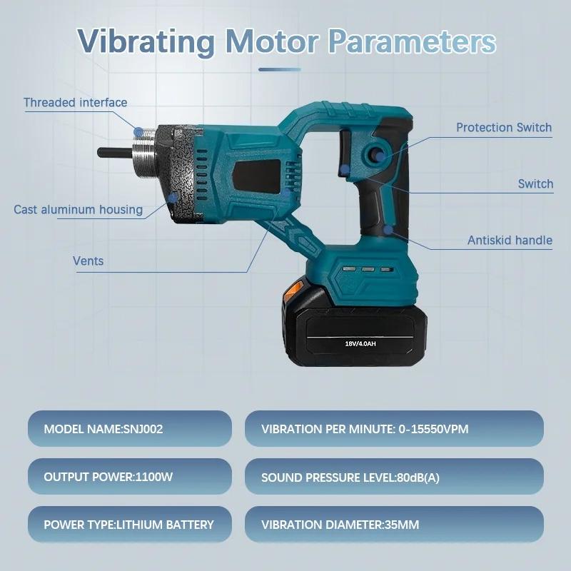 15550VPM 35mm Cordless Blue Concrete Vibrator Brushless Motor Lithium Electric Drive Power Tools Fit 18V Battery