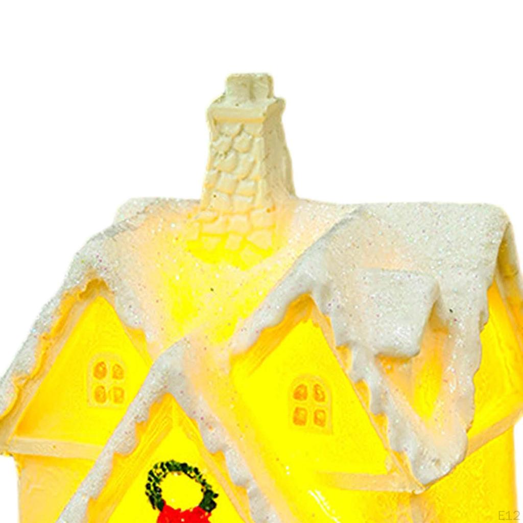 Christmas Holiday House Figurines Xmas Ornament Glowing for Tabletop