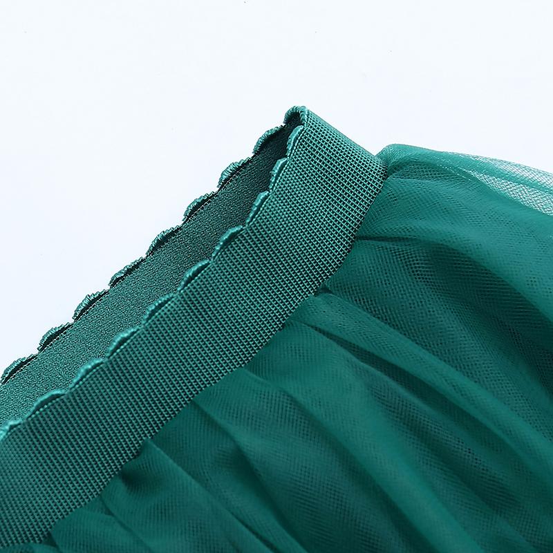5 Layers 65cm Black Pleated Skirt Sexy Midi Tulle Skirt High Waist Full Lining Adult Tutu Korean Style Women