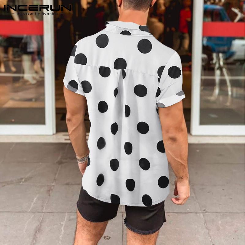 Buy INCERUN Mens Short Sleeve Polka Dot 