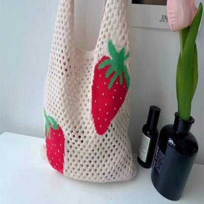 New Bag Knitted Bag Mesh Tote Bag Hollow Bag Strawberry Bag Wool Bag Women's Bag Tide
