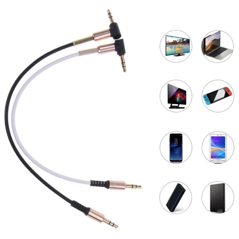 25cm 3.5mm Male to Male Audio Cord 90 Degree Extension Line AUX Cable Wire for 3.5mm Headphones Tablets Speaker